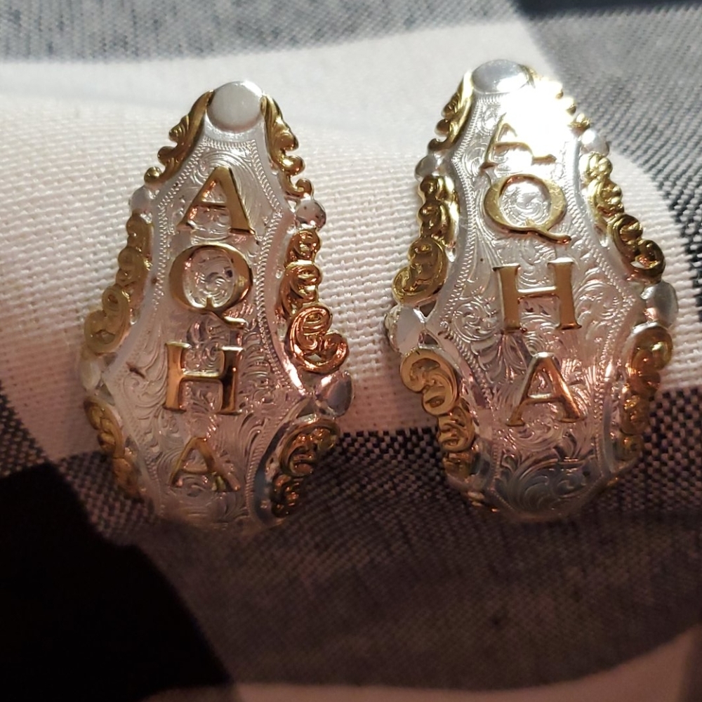 AQHA silver and gold drop earrings